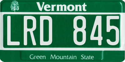 VT license plate LRD845