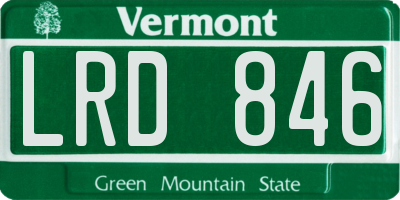 VT license plate LRD846