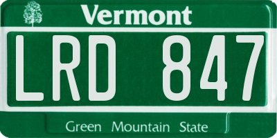 VT license plate LRD847