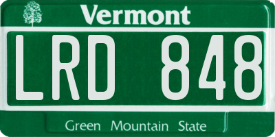 VT license plate LRD848