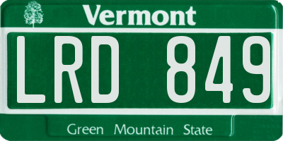VT license plate LRD849