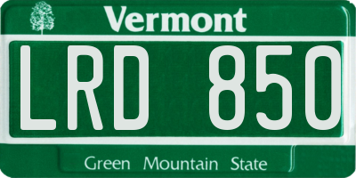 VT license plate LRD850