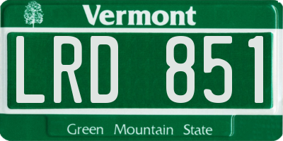 VT license plate LRD851