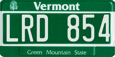 VT license plate LRD854