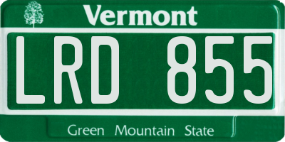 VT license plate LRD855