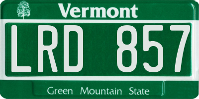 VT license plate LRD857