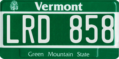 VT license plate LRD858