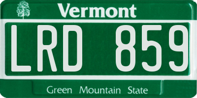 VT license plate LRD859