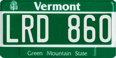 VT license plate LRD860