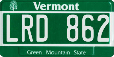 VT license plate LRD862