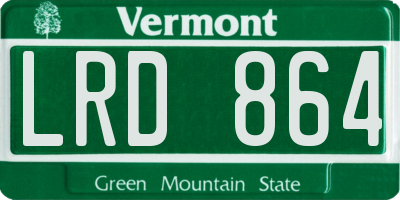 VT license plate LRD864