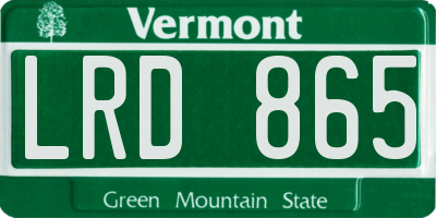 VT license plate LRD865