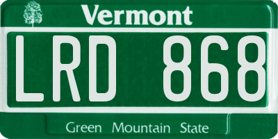 VT license plate LRD868