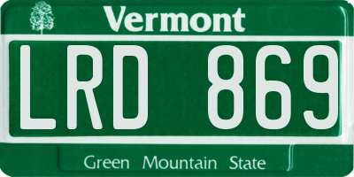 VT license plate LRD869