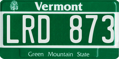 VT license plate LRD873