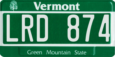 VT license plate LRD874
