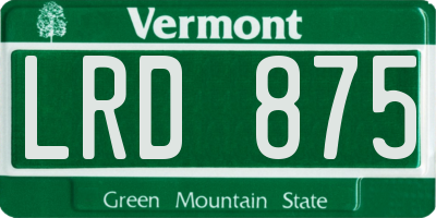 VT license plate LRD875