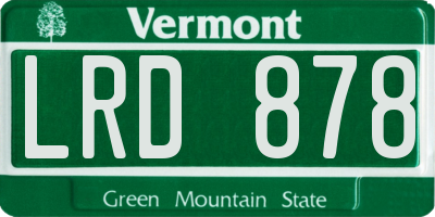 VT license plate LRD878