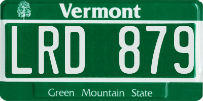 VT license plate LRD879