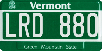 VT license plate LRD880