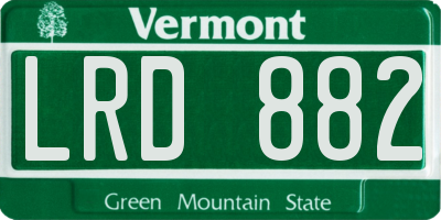 VT license plate LRD882