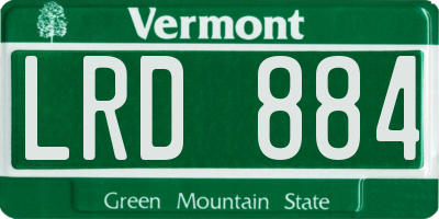 VT license plate LRD884