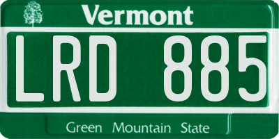 VT license plate LRD885