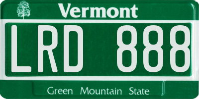 VT license plate LRD888