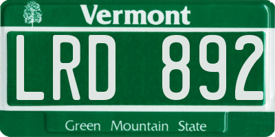 VT license plate LRD892