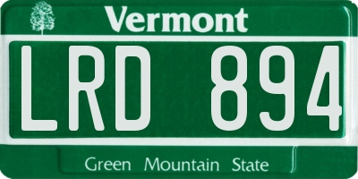 VT license plate LRD894