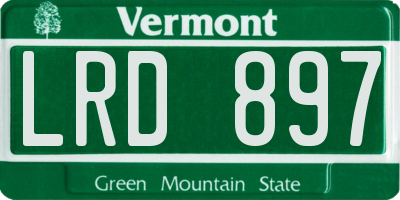 VT license plate LRD897