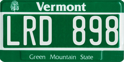 VT license plate LRD898