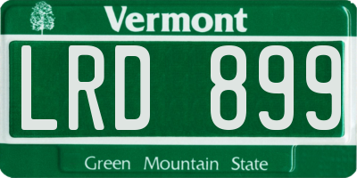VT license plate LRD899