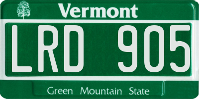 VT license plate LRD905
