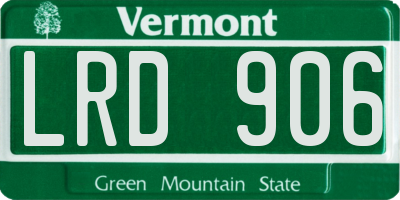 VT license plate LRD906
