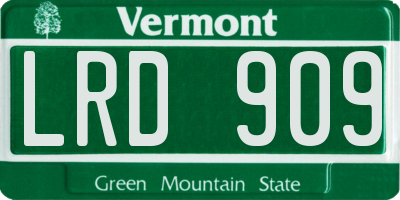 VT license plate LRD909