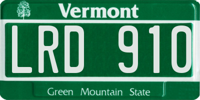 VT license plate LRD910