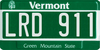 VT license plate LRD911