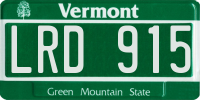VT license plate LRD915