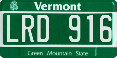 VT license plate LRD916