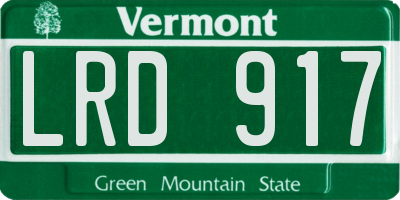 VT license plate LRD917