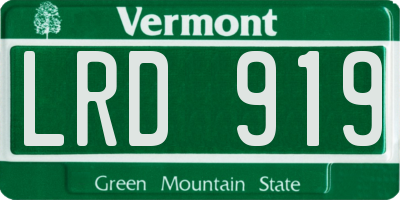 VT license plate LRD919