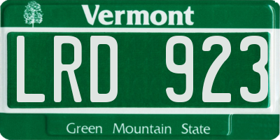 VT license plate LRD923