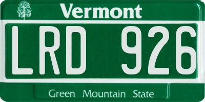 VT license plate LRD926