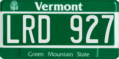 VT license plate LRD927