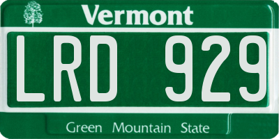VT license plate LRD929