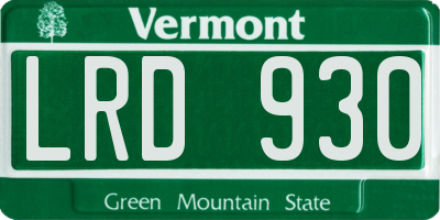 VT license plate LRD930