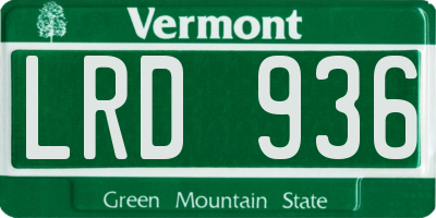 VT license plate LRD936