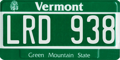VT license plate LRD938