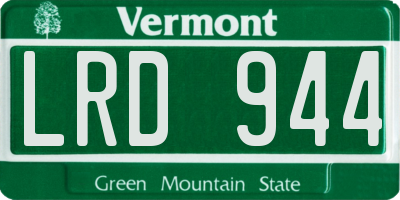 VT license plate LRD944
